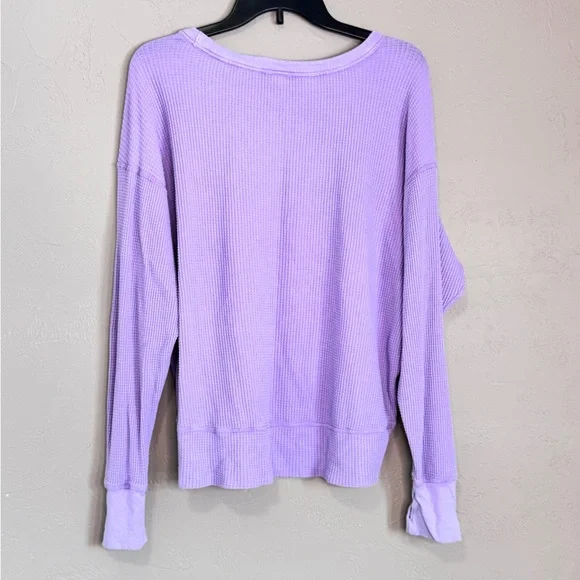 Aerie Lavender V-Neck Waffle Knit Sweater - Picture 4 of 6
